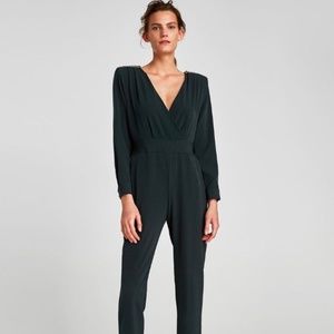 Zara Green Jumpsuit with Sequined Shoulders